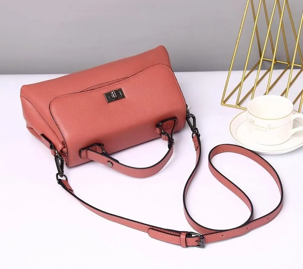 Lock Leather Square Bag Women's Unique Shoulder Bags Tote Bags Top Handle Satchel Handbags (Green) (Color : Red)
