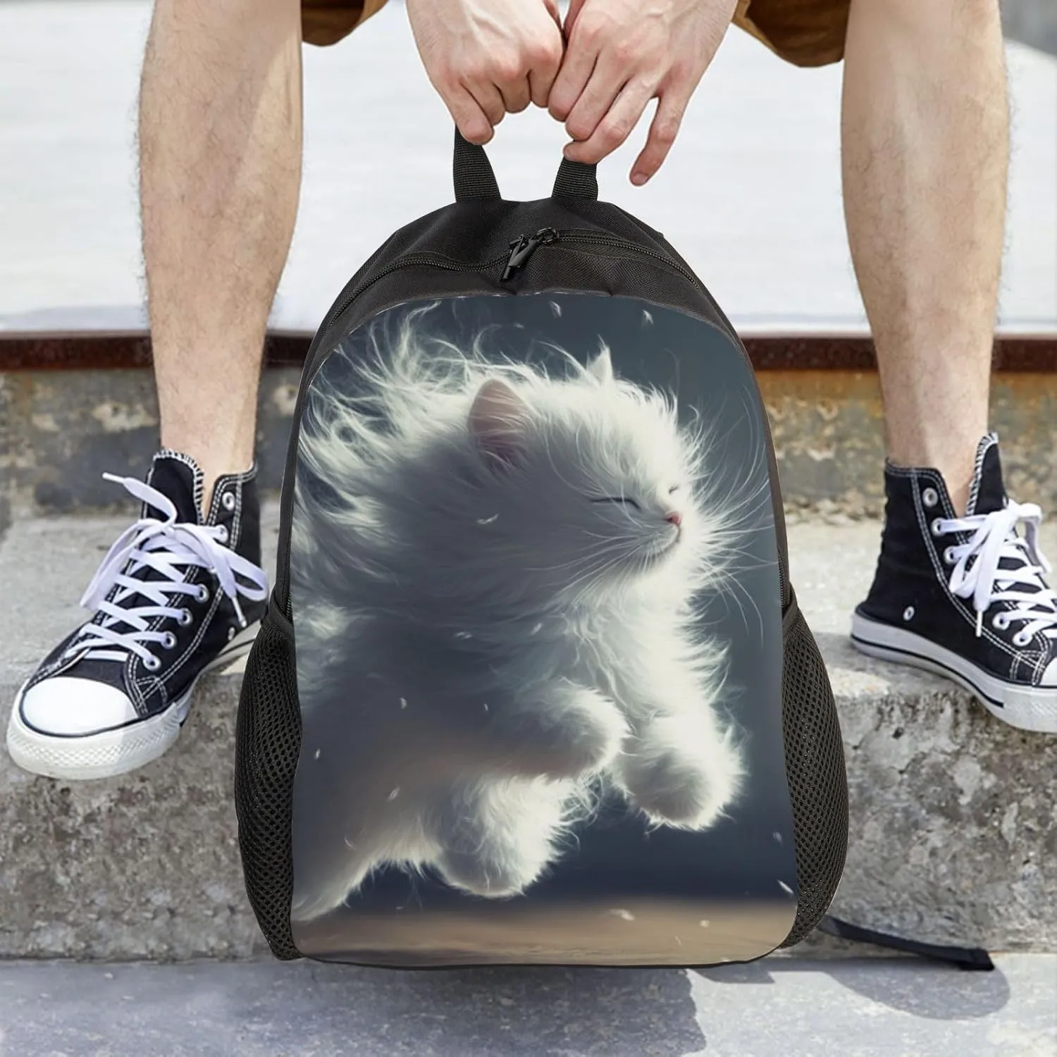 Long-Haired Cat Backpack Waterproof Anti Theft Durable Light Laptop Bag Backpacks For Women Men Travel Gym Backpack