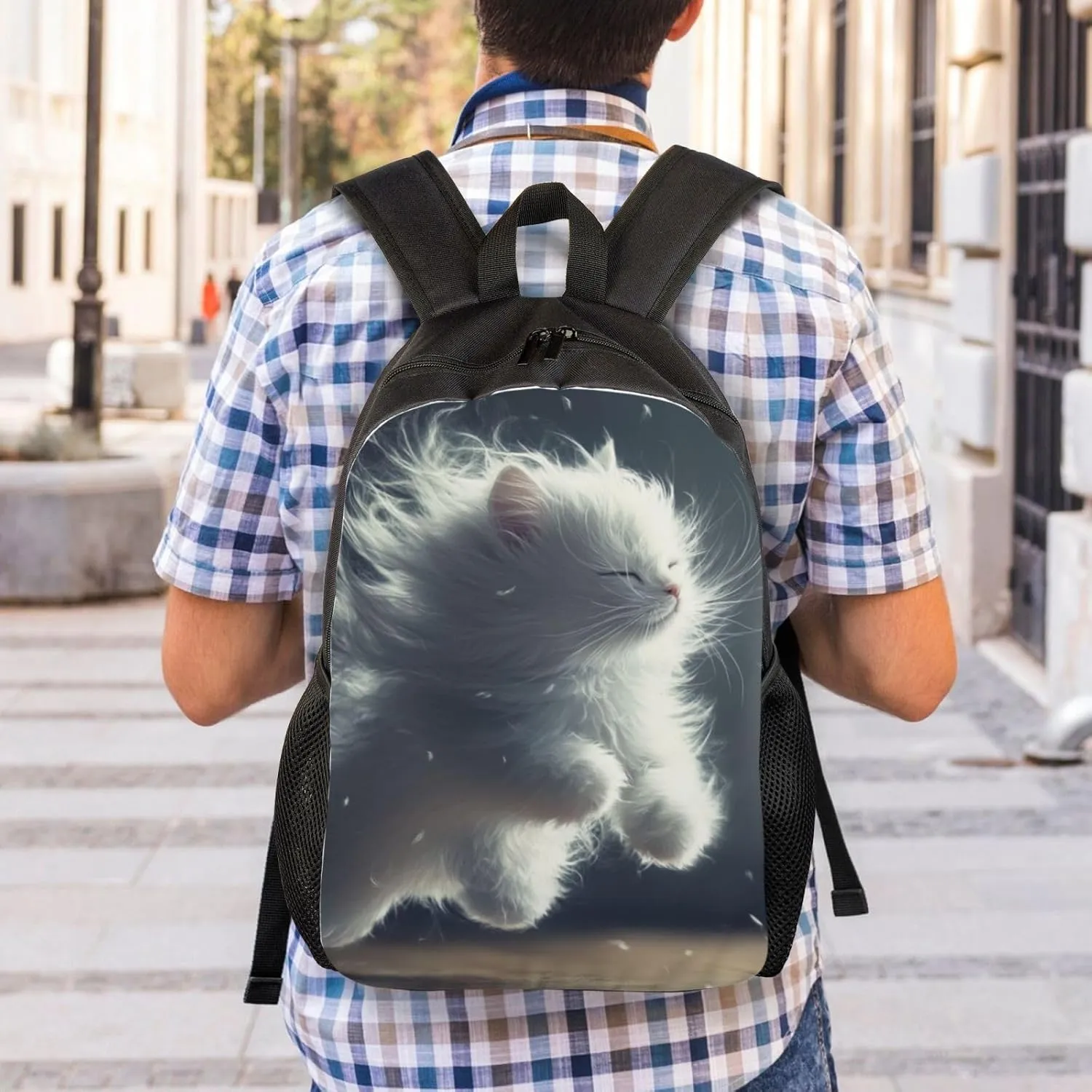 Long-Haired Cat Backpack Waterproof Anti Theft Durable Light Laptop Bag Backpacks For Women Men Travel Gym Backpack