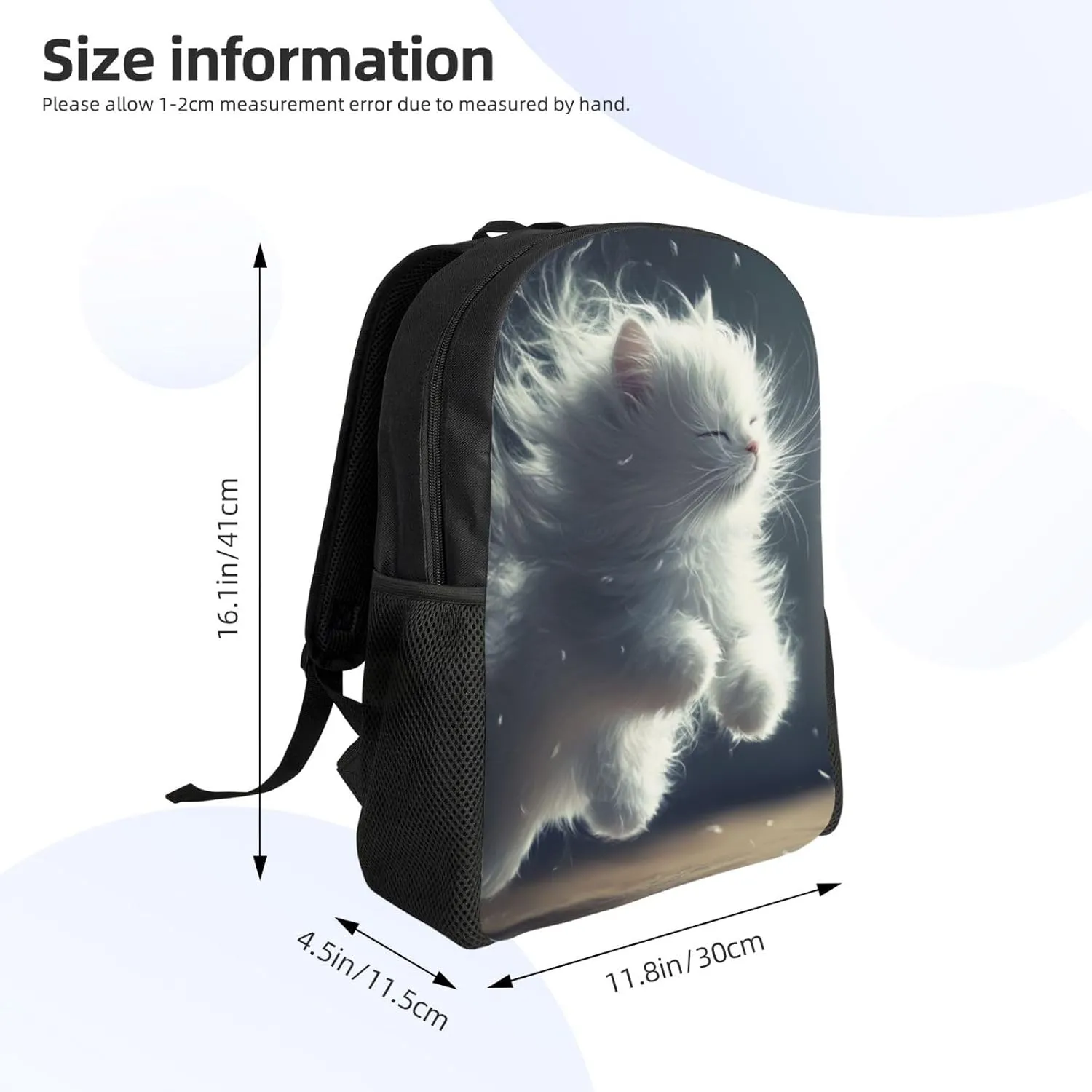 Long-Haired Cat Backpack Waterproof Anti Theft Durable Light Laptop Bag Backpacks For Women Men Travel Gym Backpack