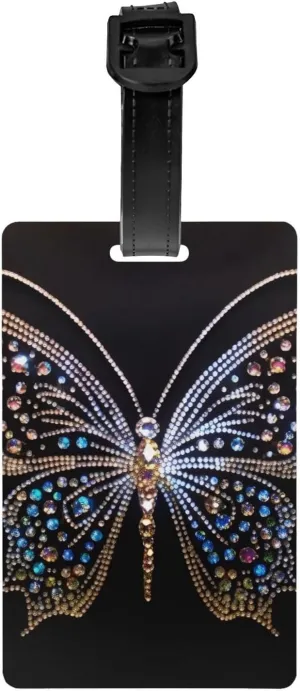 Luggage Tag for Suitcases Cute Baggage Tags Travel Labels for Luggage Unique Rhinestone Butterfly Luggage Tags Name Id Labels, 11473-1