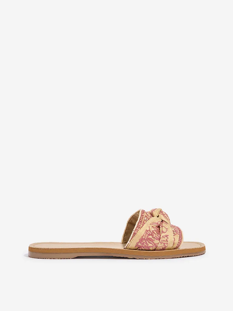 LUNA BLU Dusty Pink Knot-Detailed Slides