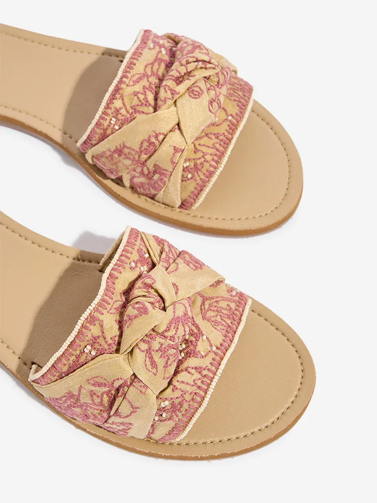 LUNA BLU Dusty Pink Knot-Detailed Slides