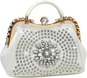 Luxury Fashion Diamonds Bag For Women Leather Top Handle Satchel Handbags Clip Rhinestone Purses Tote Shoulder Crossbody Bags