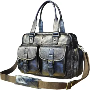 Male Crazy Horse Leather Business Briefcase Messenger Bag Travel Laptop Document Case Tote Portfolio Bag