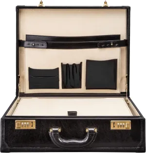 Maxwell Scott - Luxury Leather Large Square Box Attach Briefcase with Combination - Handmade in Italy - The Buroni