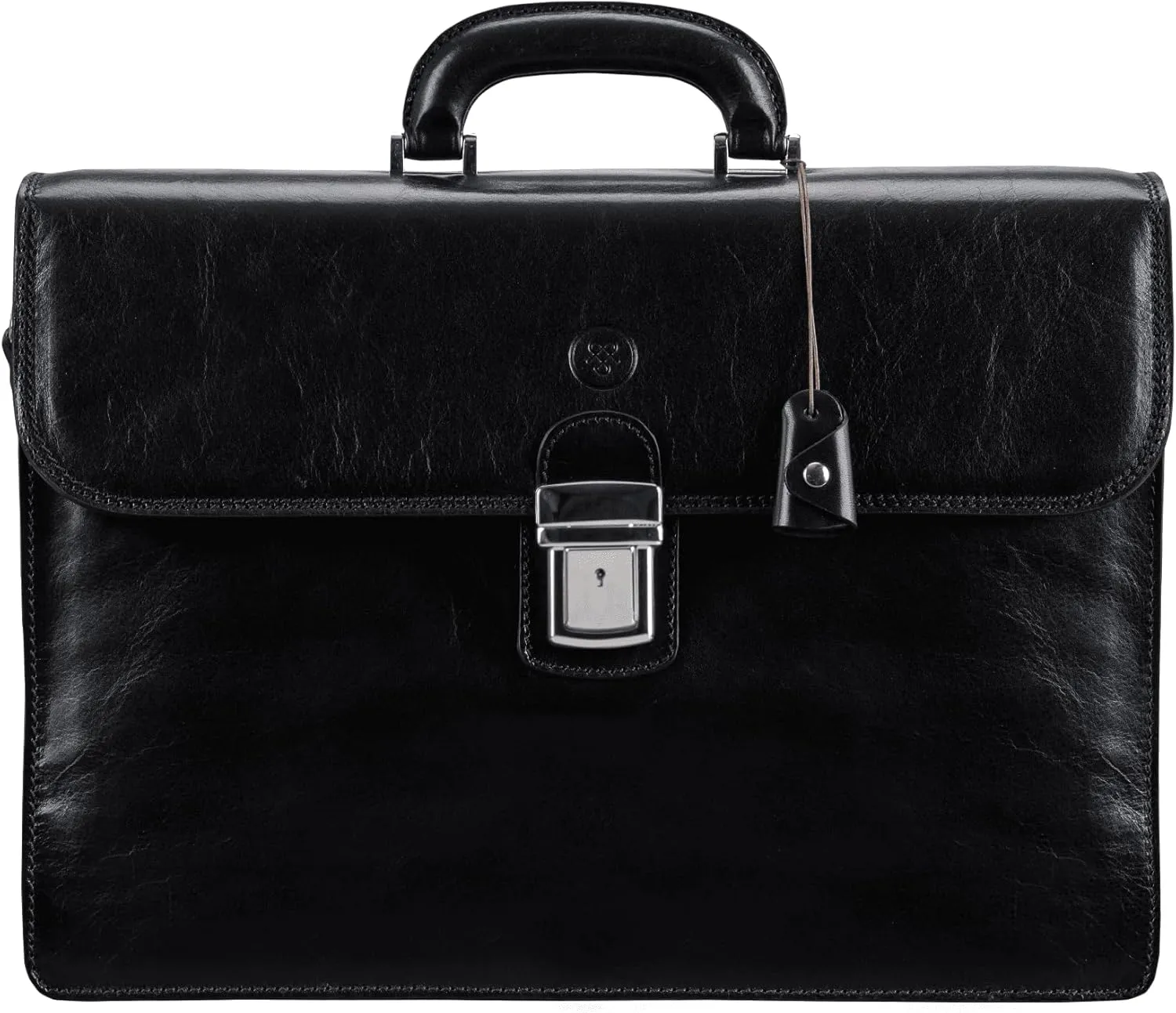 Maxwell Scott - Mens Luxury Full Grain Leather Classic Work Briefcase with Shoulder Strap - 3 Section - The Paolo3
