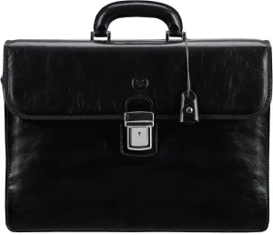 Maxwell Scott - Mens Luxury Full Grain Leather Classic Work Briefcase with Shoulder Strap - 3 Section - The Paolo3