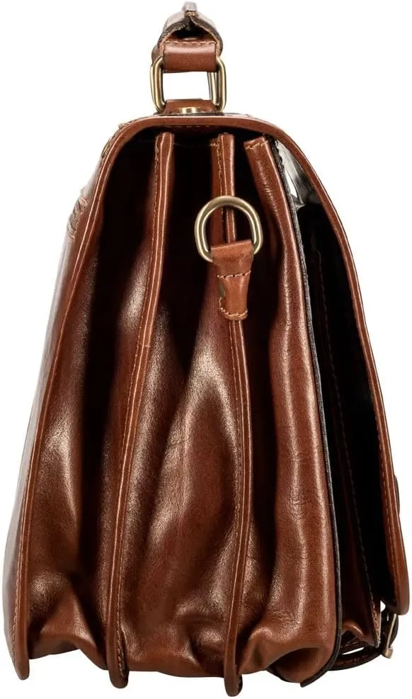Maxwell Scott - Mens Luxury Full Grain Leather Satchel Briefcase Bag - 3 Section with Hidden Popper Closure - The Jesolo3