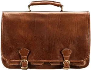 Maxwell Scott - Mens Luxury Full Grain Leather Satchel Briefcase Bag - 3 Section with Hidden Popper Closure - The Jesolo3
