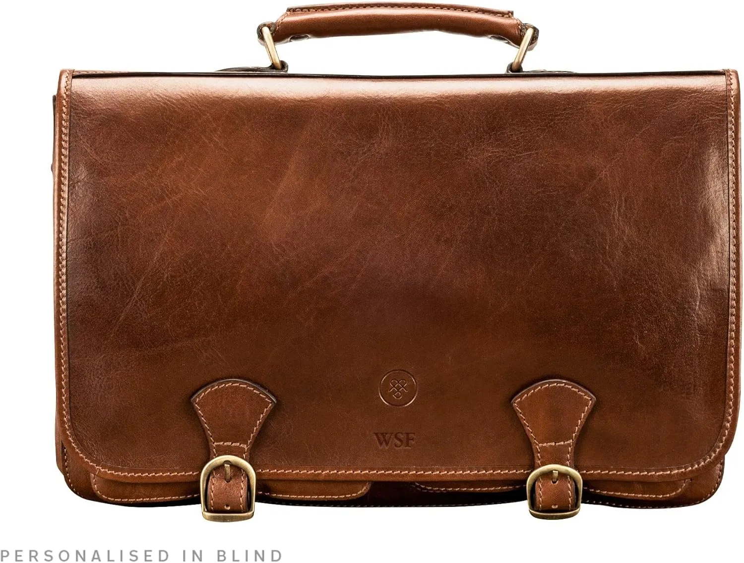 Maxwell Scott - Mens Luxury Full Grain Leather Satchel Briefcase Bag - 3 Section with Hidden Popper Closure - The Jesolo3