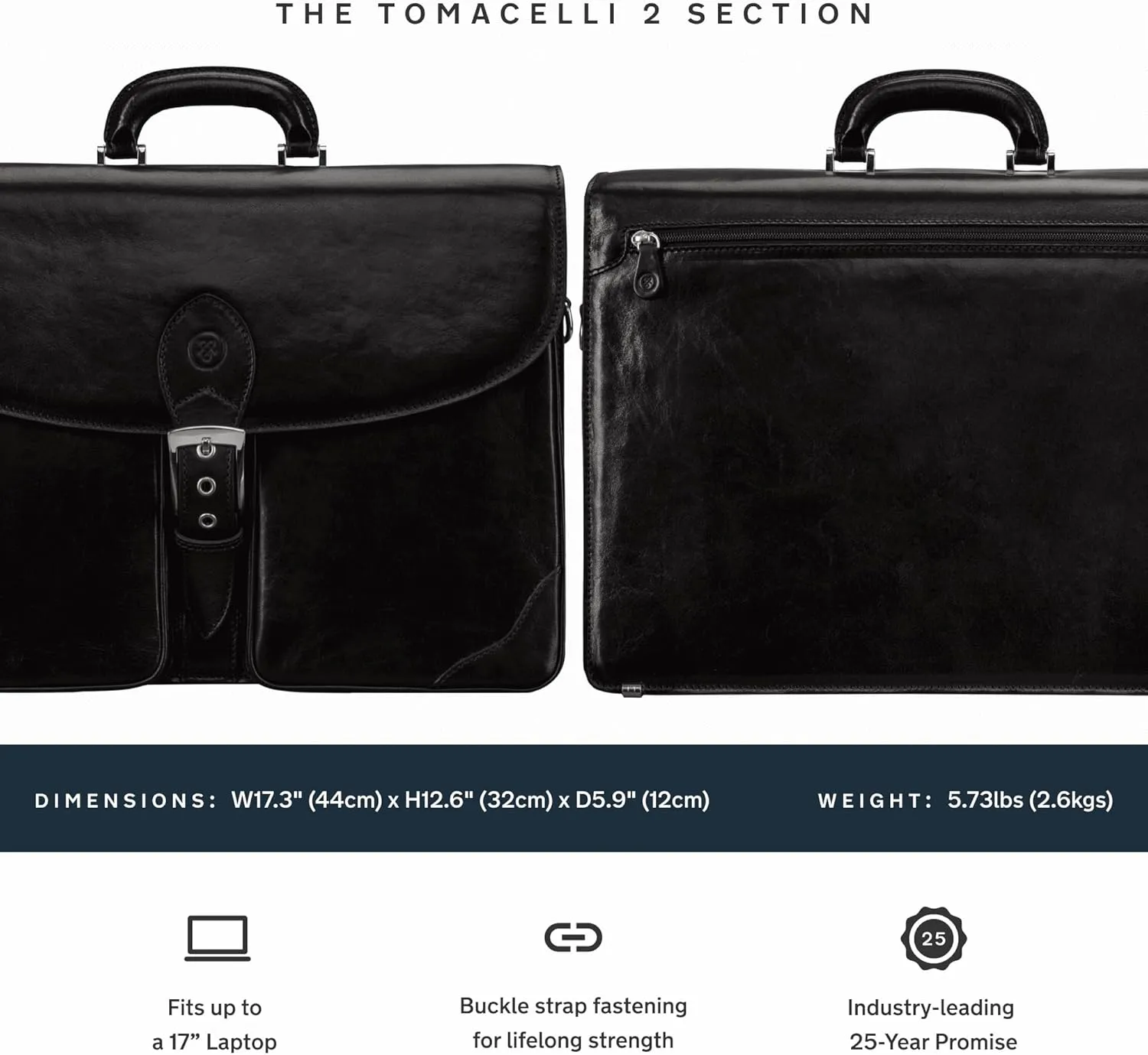 Maxwell Scott - Mens Luxury Leather Large Briefcase - 2 Sections for Files/Laptop - Handmade in Italy - The Tomacelli2