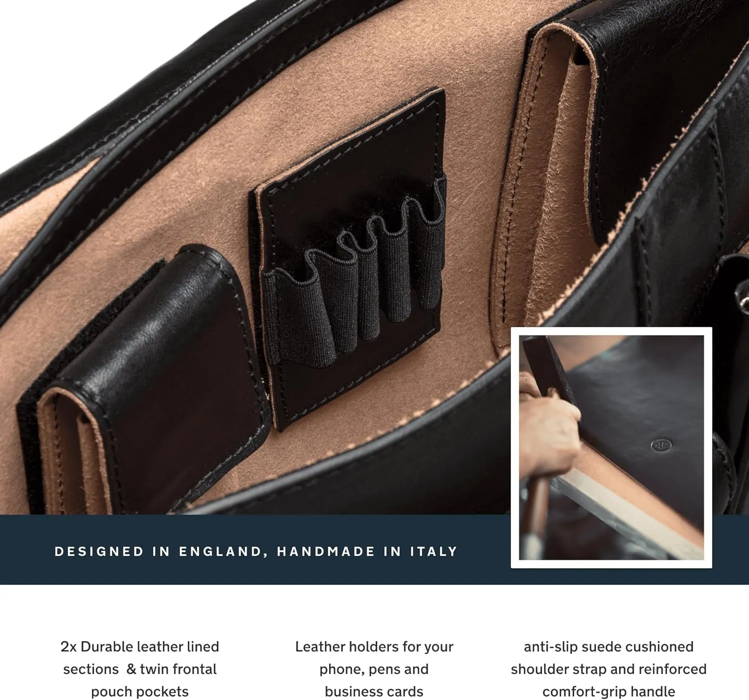Maxwell Scott - Mens Luxury Leather Large Briefcase - 2 Sections for Files/Laptop - Handmade in Italy - The Tomacelli2