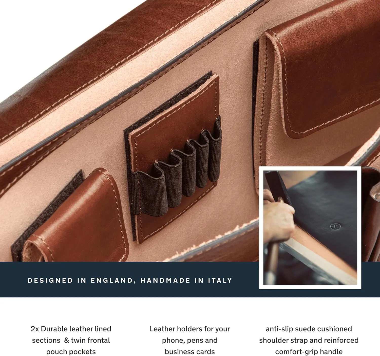 Maxwell Scott - Mens Luxury Leather Large Briefcase - 2 Sections for Files/Laptop - Handmade in Italy - The Tomacelli2