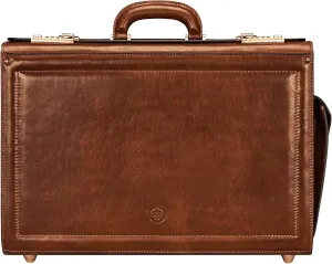 Maxwell Scott - Mens Luxury Leather Pilot Briefcase/Catalog Case with Combination Lock - Handmade - The Varese Chestnut Tan
