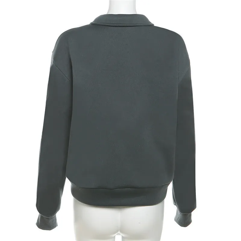 MB FASHION Floral Pattern Half-Zip Collared Sweatshirt TOP 4567LY
