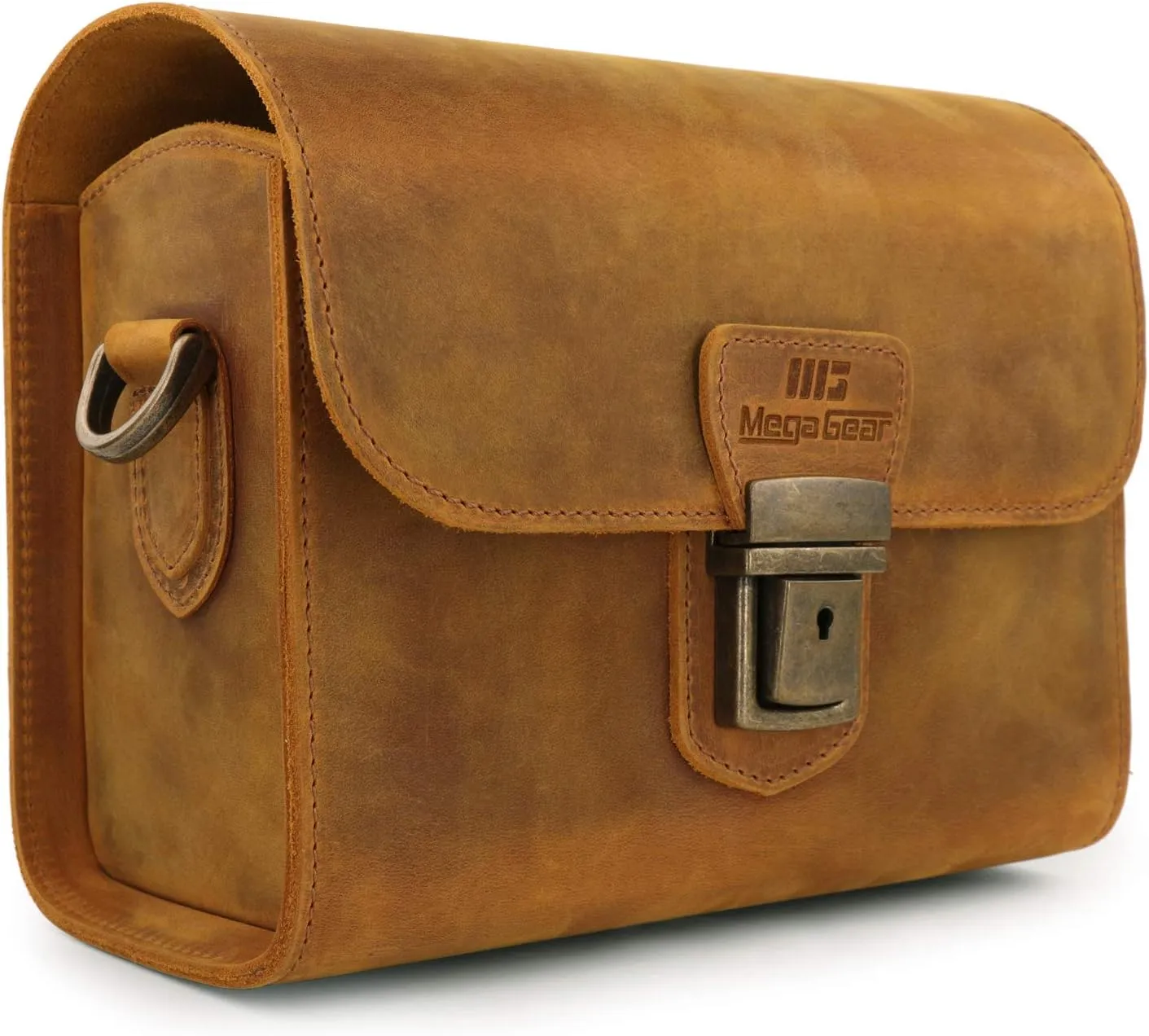 MegaGear Pebble Genuine Leather Camera Messenger Bag for Mirrorless, Instant and DSLR Cameras