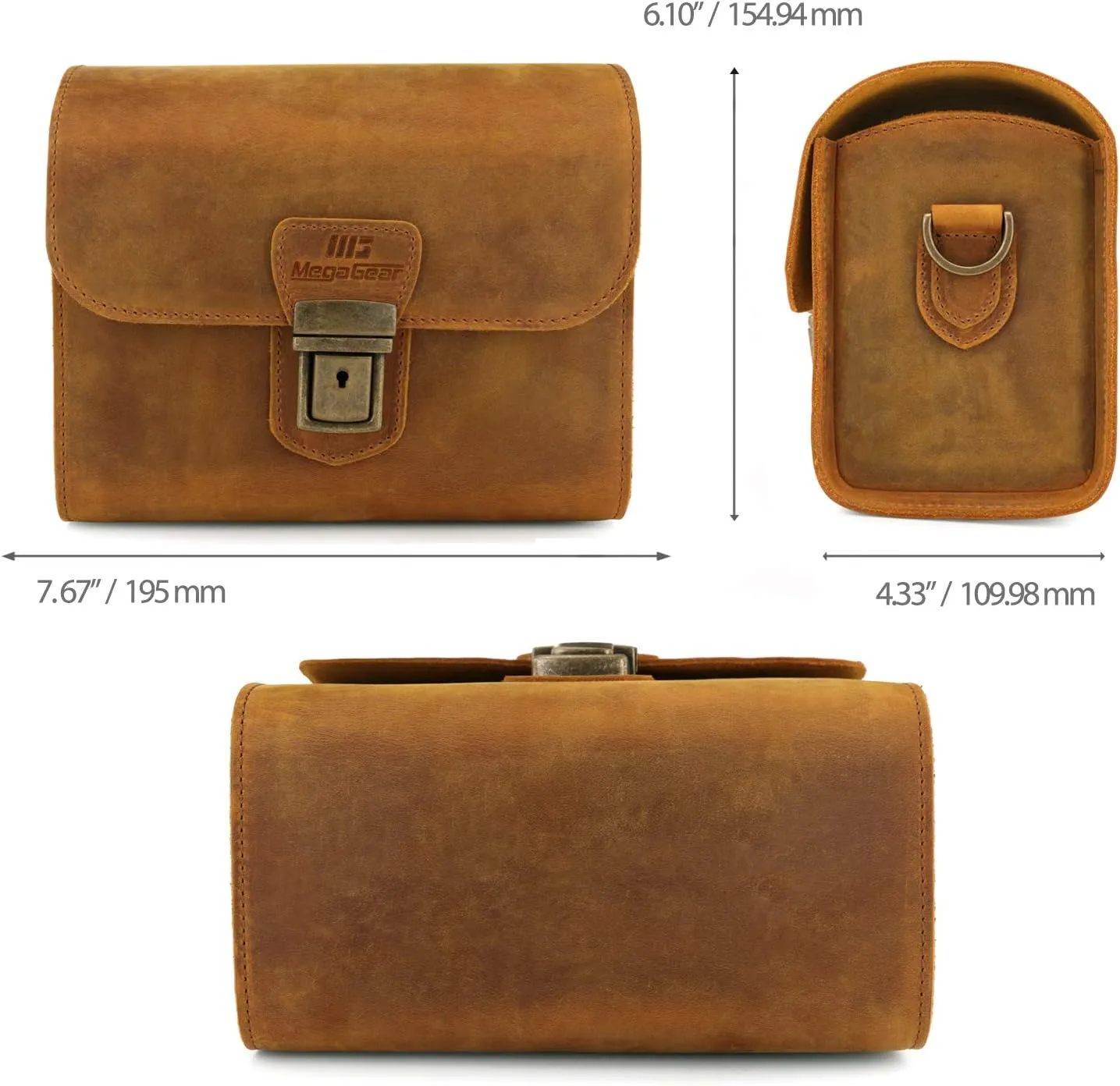 MegaGear Pebble Genuine Leather Camera Messenger Bag for Mirrorless, Instant and DSLR Cameras