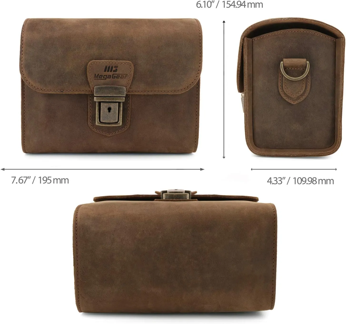 MegaGear Pebble Genuine Leather Camera Messenger Bag for Mirrorless, Instant and DSLR Cameras