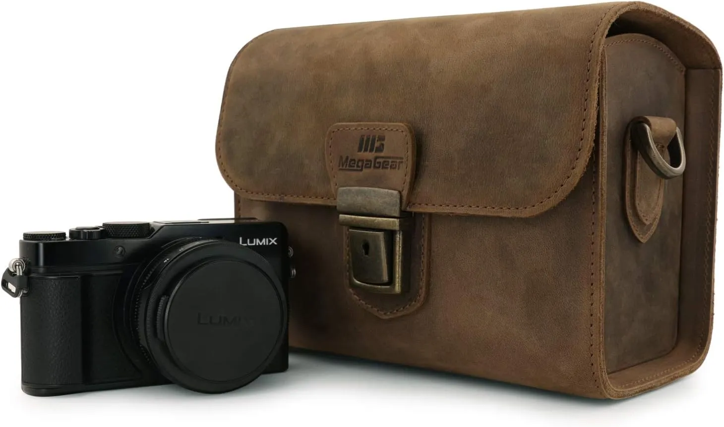MegaGear Pebble Genuine Leather Camera Messenger Bag for Mirrorless, Instant and DSLR Cameras