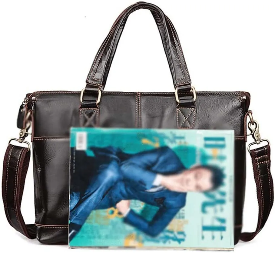 Men Genuine Leather Briefcase Convertible 13 Inch Messenger Bags Handbag Multifunction Business Travel Shoulder Bag