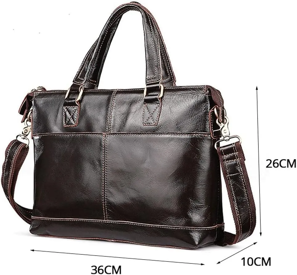 Men Genuine Leather Briefcase Convertible 13 Inch Messenger Bags Handbag Multifunction Business Travel Shoulder Bag