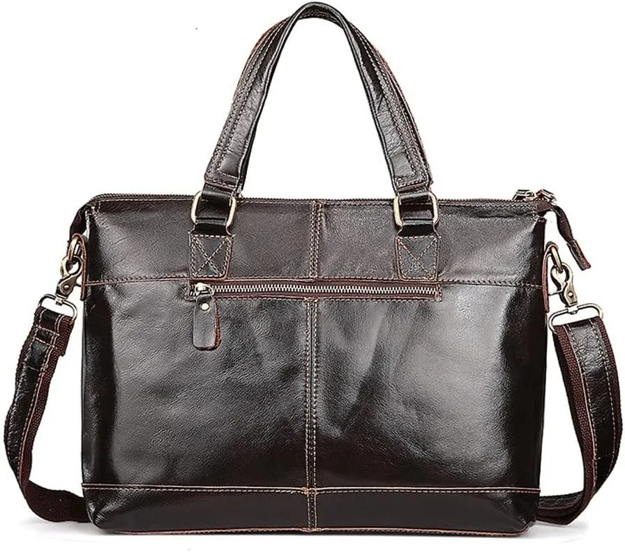 Men Genuine Leather Briefcase Convertible 13 Inch Messenger Bags Handbag Multifunction Business Travel Shoulder Bag