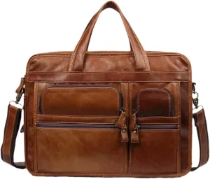 Men Genuine Leather Briefcase Laptop Casual Business Tote Shoulder Crossbody Bag Handbags Large Travel Bag