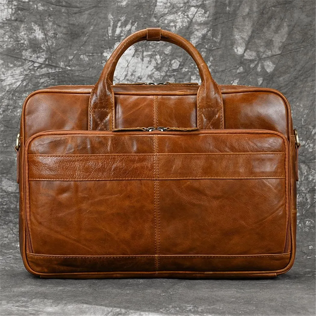Men Genuine Leather Handbag Business Messenger Shoulder Bag 15.6'' Laptop Bag Computer Handbags Bags