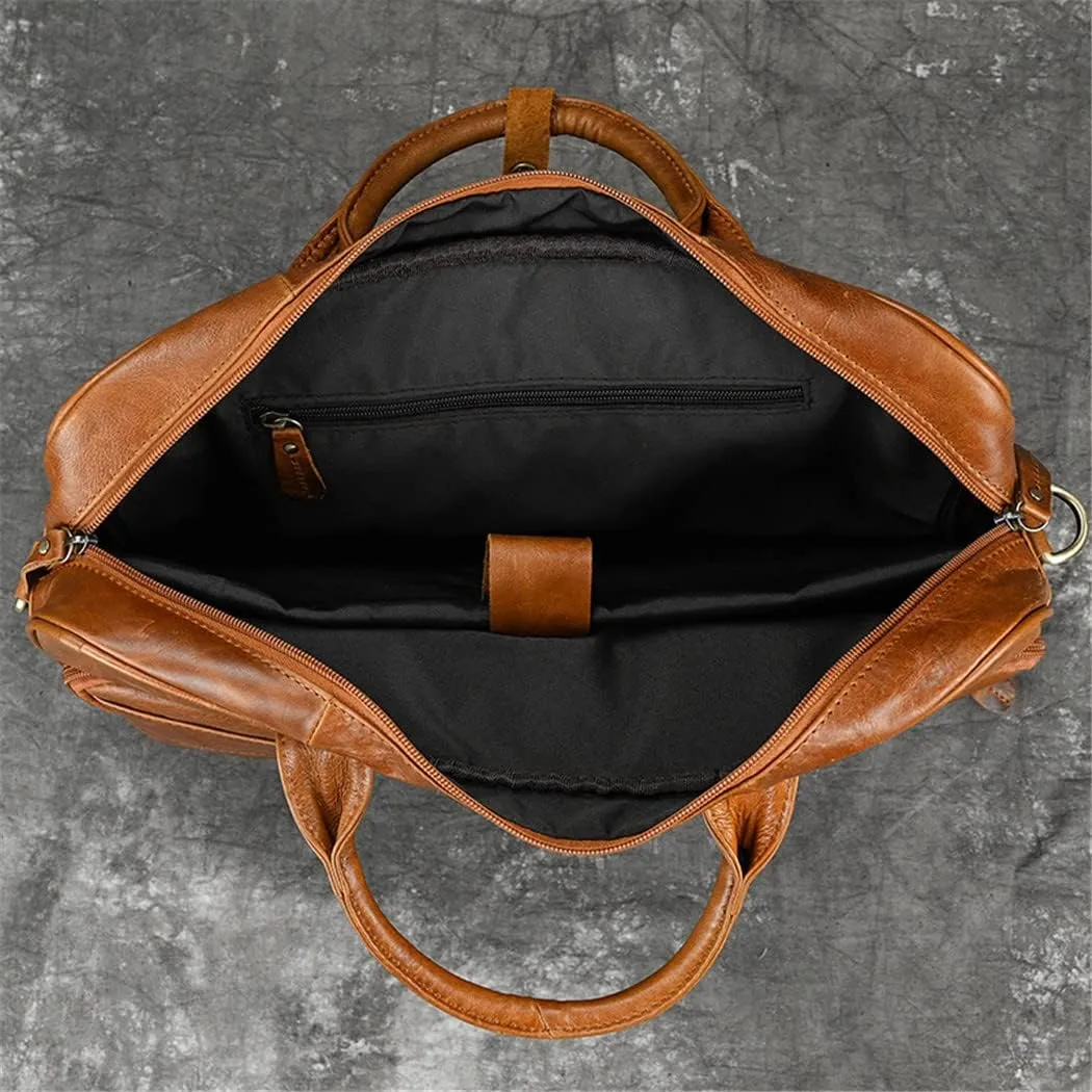 Men Genuine Leather Handbag Business Messenger Shoulder Bag 15.6'' Laptop Bag Computer Handbags Bags