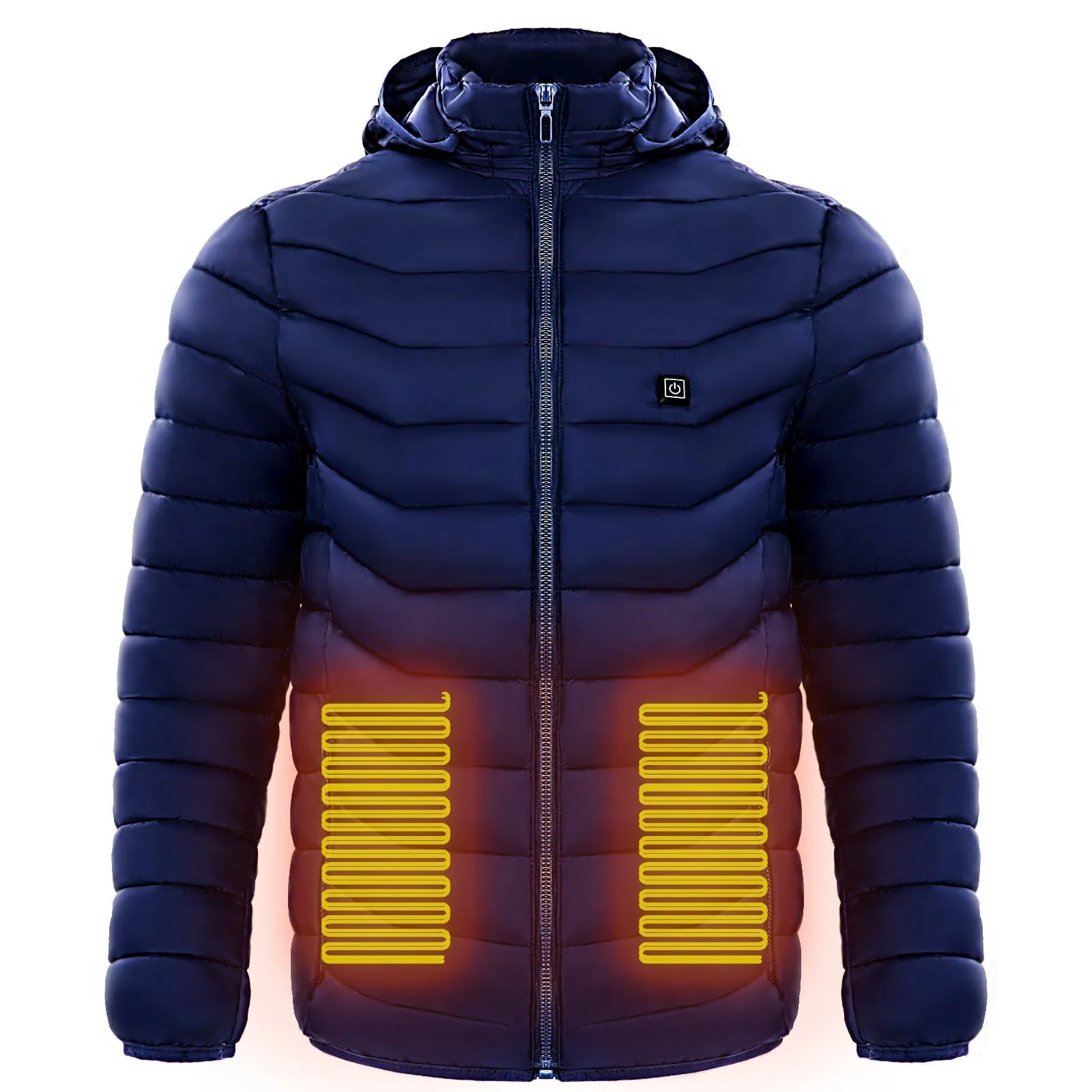 Men Heated Puffer Jacket Electric Heating Coat Insulated Hood Windbreaker 9Heat Zones