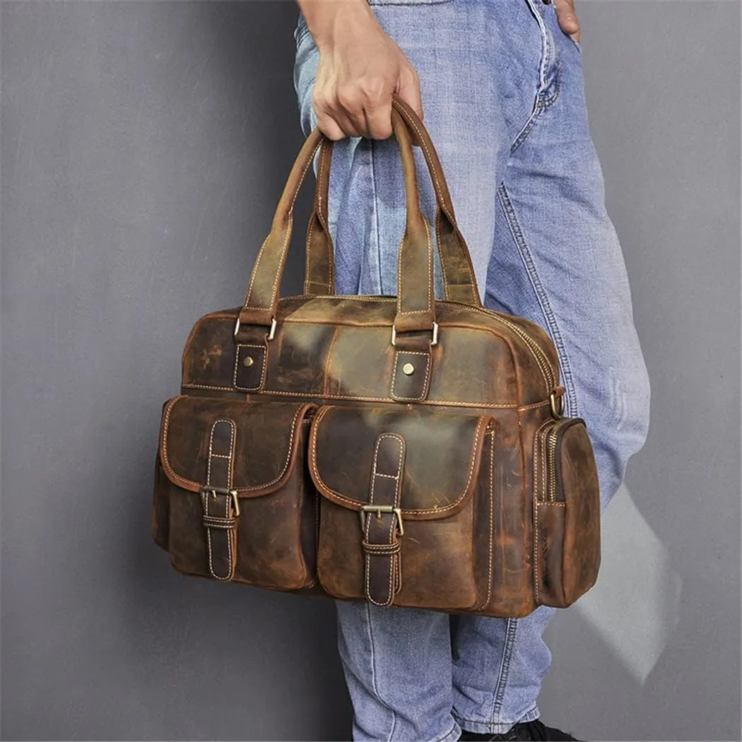 Men Leather Coffee Casual Men Briefcase Business Laptop Case Attache Messenger Bag Tote Bag