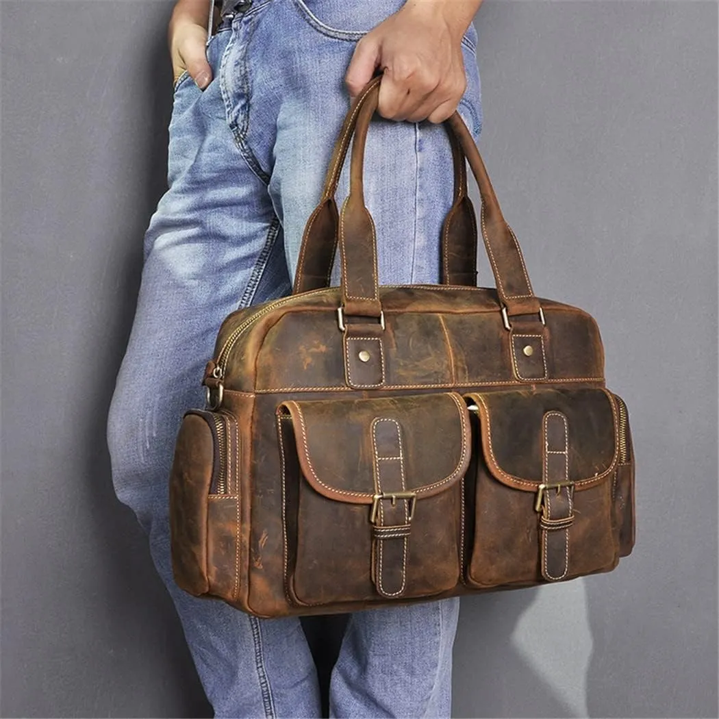 Men Leather Coffee Casual Men Briefcase Business Laptop Case Attache Messenger Bag Tote Bag