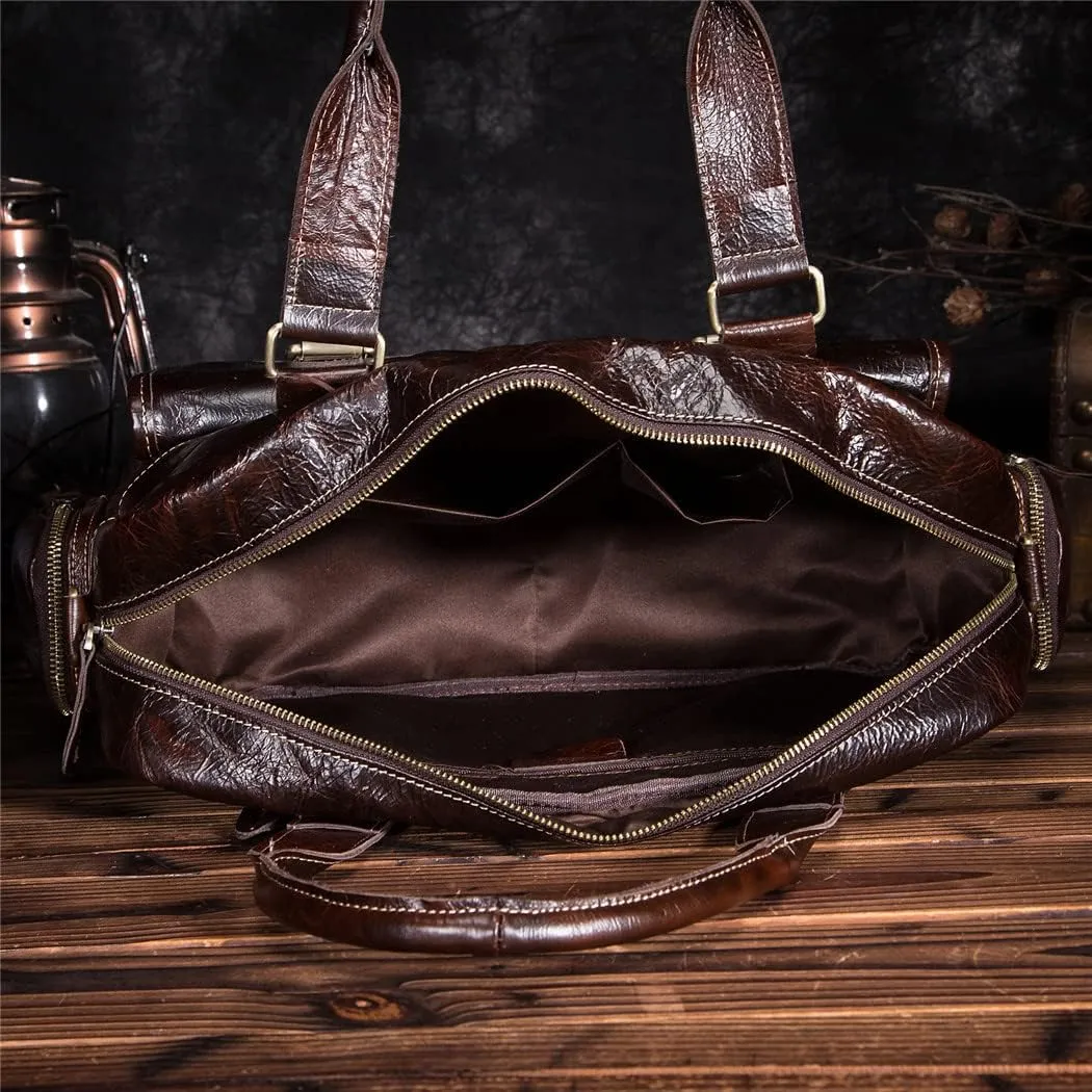 Men Leather Coffee Casual Men Briefcase Business Laptop Case Attache Messenger Bag Tote Bag