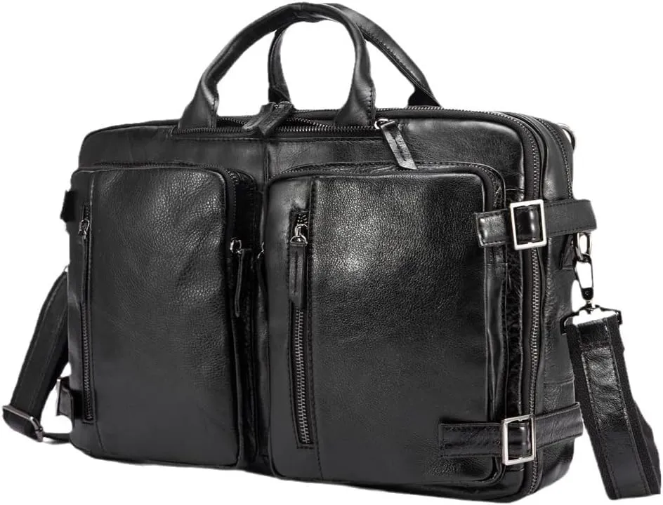Men Oil Waxy Leather Antique Business Travel Briefcase Laptop Bag Attache Messenger Bag Portfolio Tote