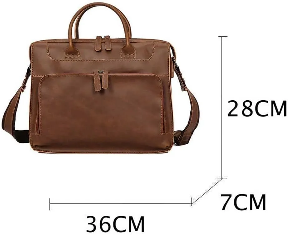 Men Pu Leather Briefcase Convertible 14 Inch Messenger Bags Handbag Multifunctional Youth Business Work Shoulder Bag
