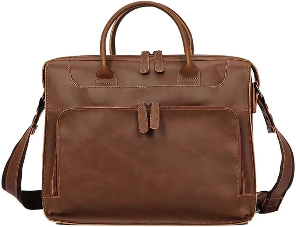 Men Pu Leather Briefcase Convertible 14 Inch Messenger Bags Handbag Multifunctional Youth Business Work Shoulder Bag