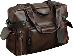 Men Vintage Handbag Crazy Horse Leather Business Briefcase Shoulder Crossbody Bags Large Travel Laptop Bags