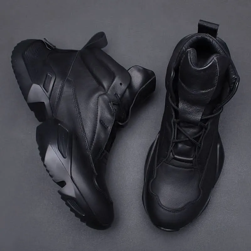 Men's Black Leather Ankle Boots - Classic Comfort