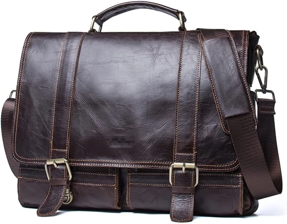 Men's Genuine Leather Business Briefcase Handbag Laptop Casual Large Shoulder Bag Vintage Messenger Bags