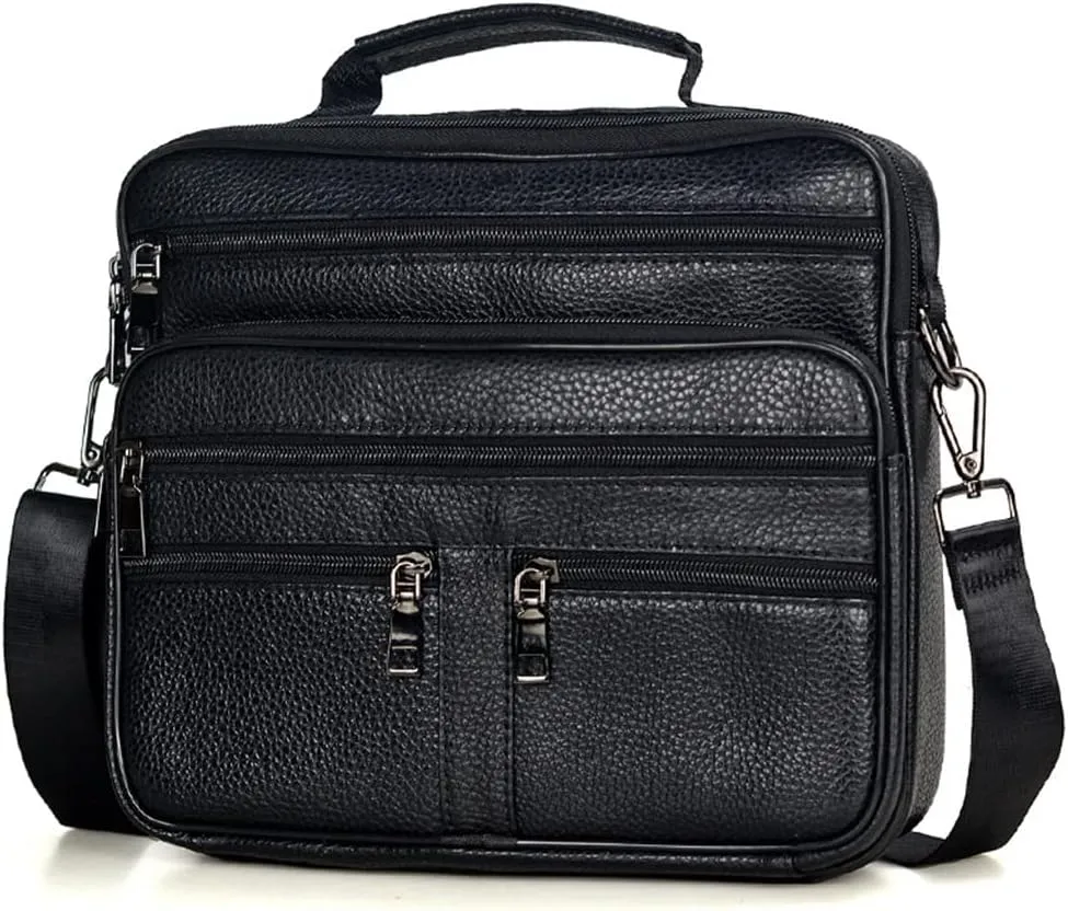 Men's Genuine Leather Messenger Coffee Middle Size Handbags Tote Men Briefcase