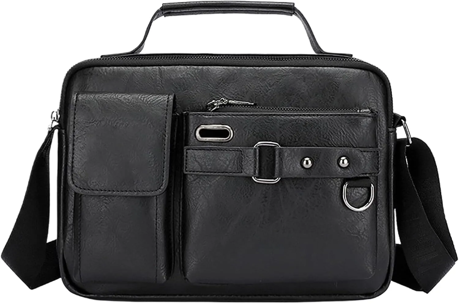 Men's Shoulder Bag Crossbody Bag Large Capacity PU Retro Briefcase Multifunctional Leather Bags Computer Bags