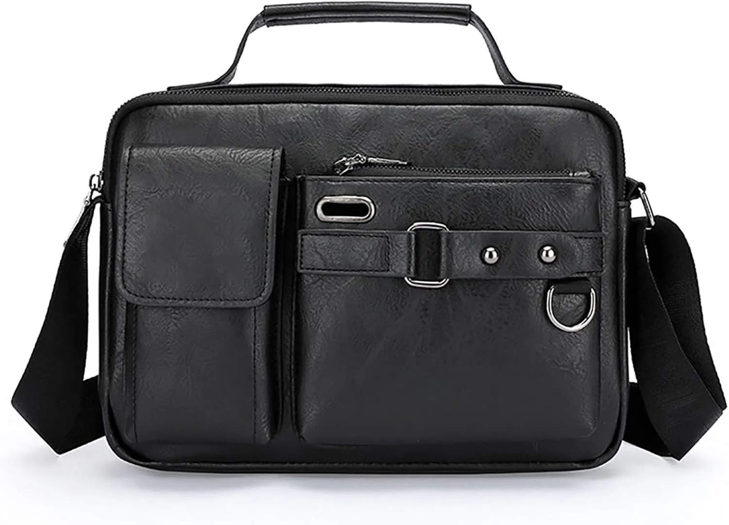 Men's Shoulder Bag Crossbody Bag Large Capacity PU Retro Briefcase Multifunctional Leather Bags Computer Bags