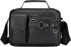 Men's Shoulder Bag Crossbody Bag Large Capacity PU Retro Briefcase Multifunctional Leather Bags Computer Bags