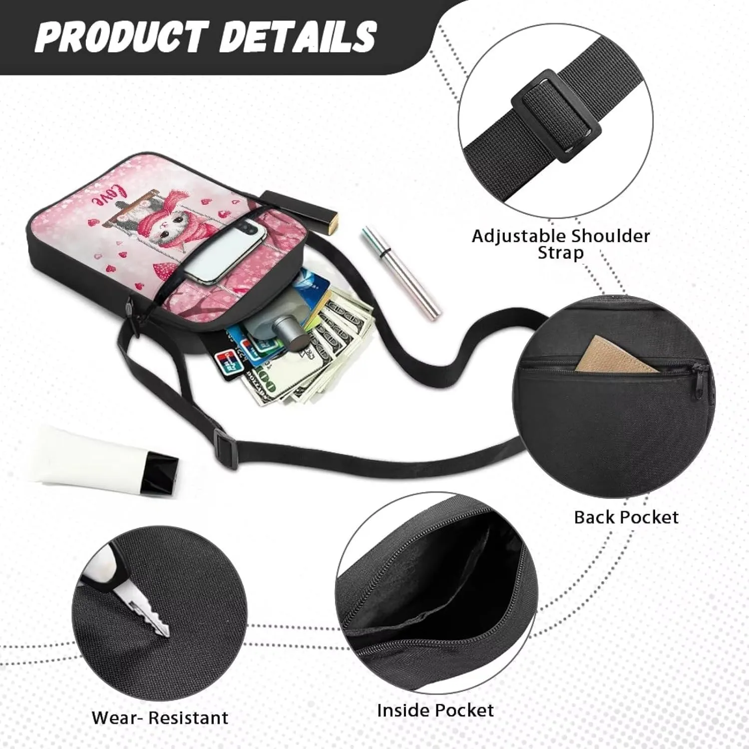Messenger Bag Satchel Crossbody Bags for Men and Women Unisex Lightweight Small Travel Portable Zipper Office Bag