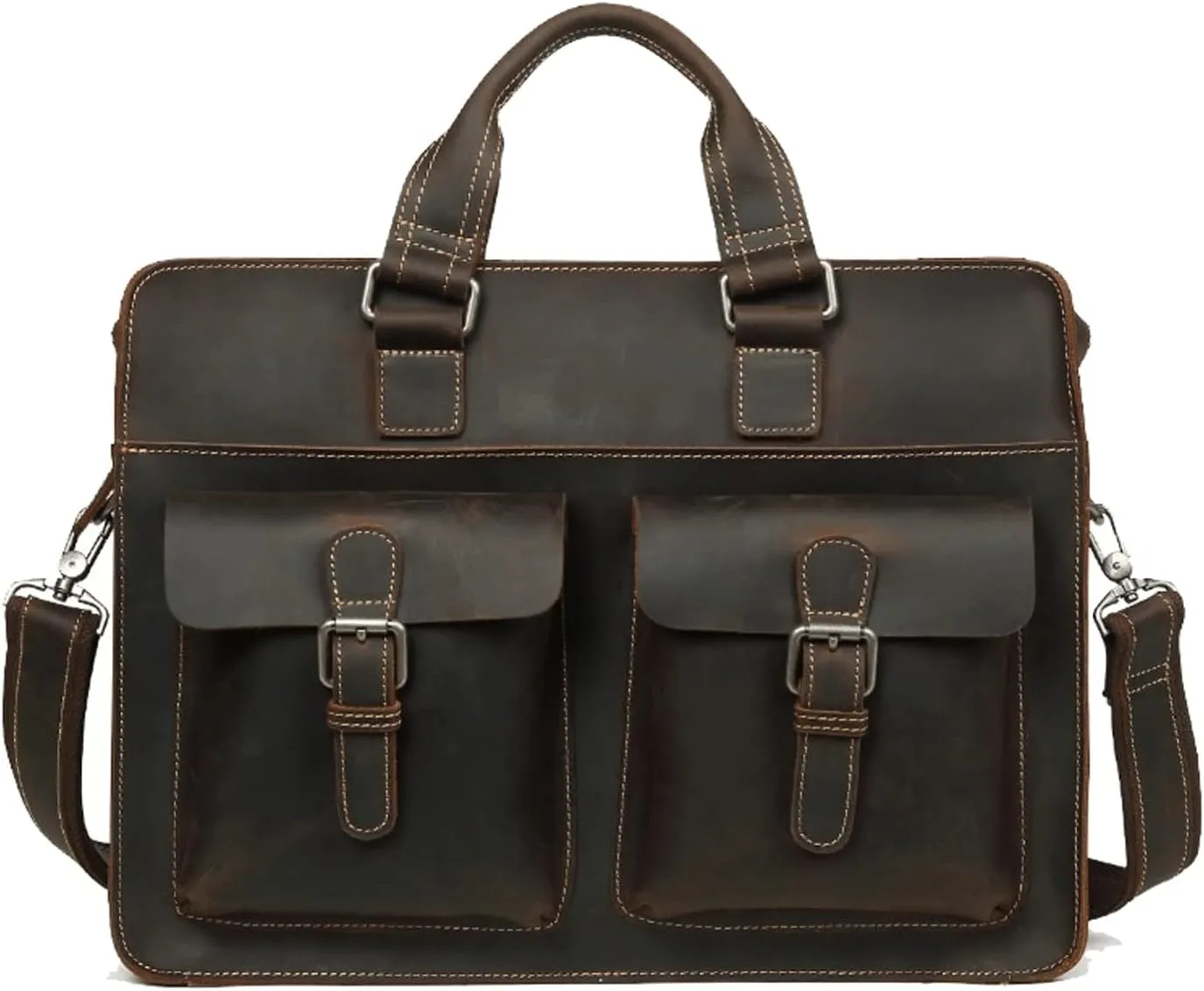 Messenger Bags Vintage Men's Genuine Leather Briefcase Leather Messenger Bag Male Laptop Bag Business Travel Bag