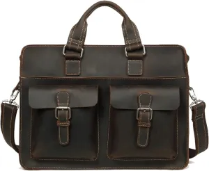 Messenger Bags Vintage Men's Genuine Leather Briefcase Leather Messenger Bag Male Laptop Bag Business Travel Bag