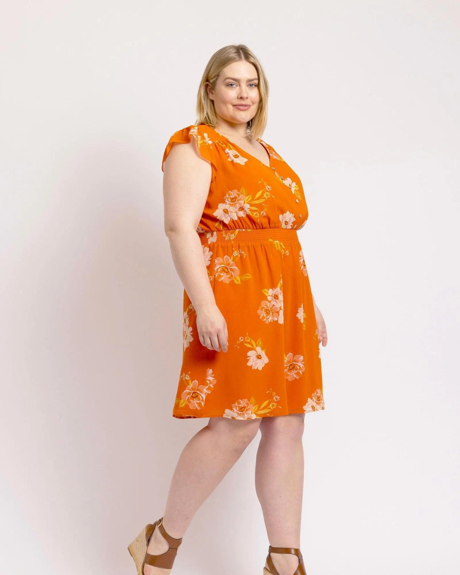 Milana Flutter Sleeve Dress | M730 ORANGE