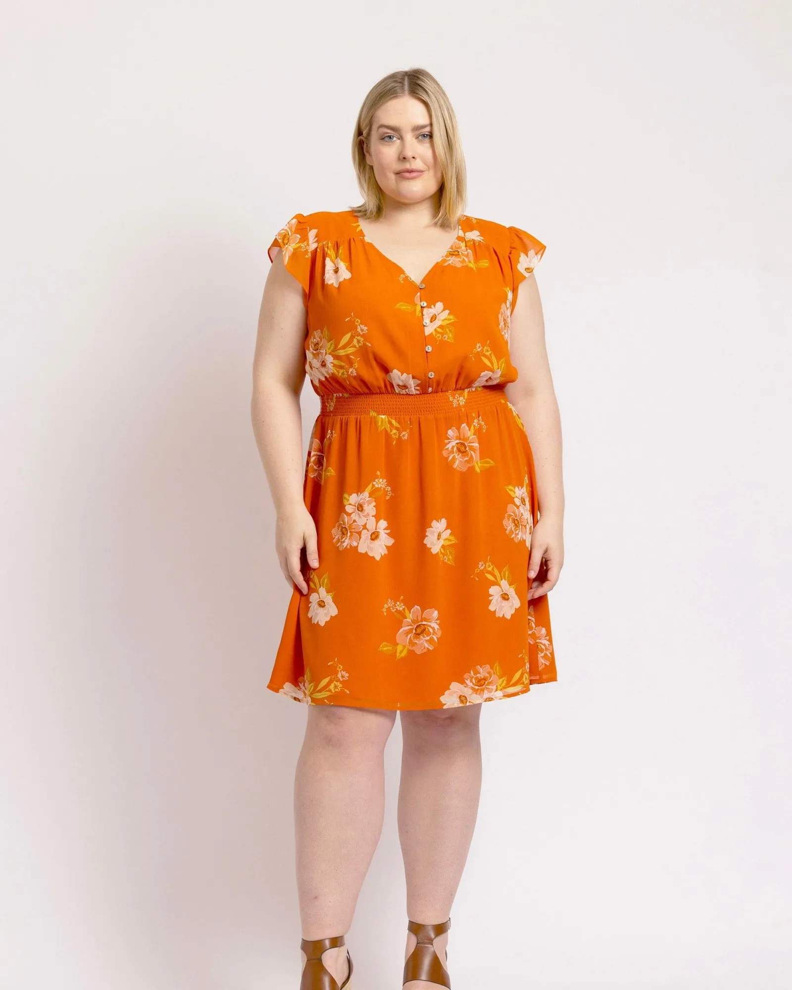 Milana Flutter Sleeve Dress | M730 ORANGE