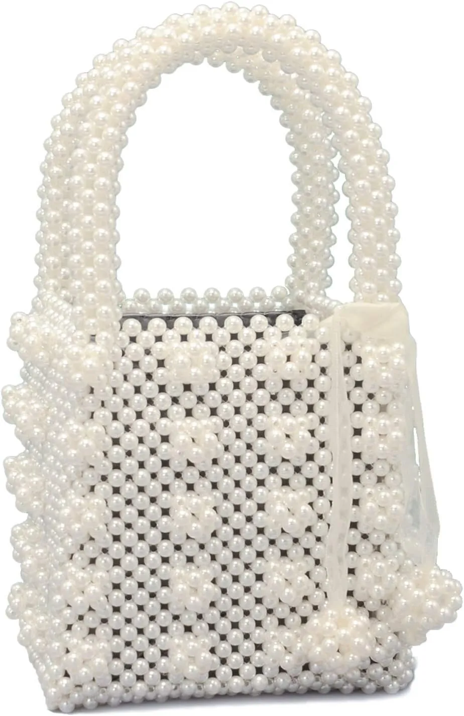 Miuco Womens Beaded Handbags Handmade Weave Crystal Pearl Tote Bags